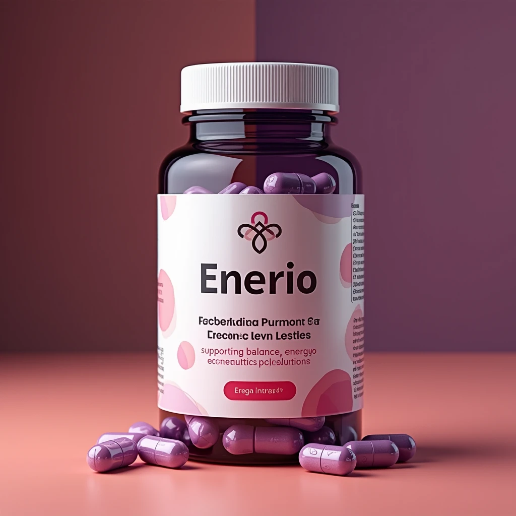 Enerio supplement bottle illustration with soft gradient surfaces